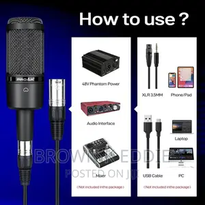 Professional Condenser Microphone XLR Cardioid Studios