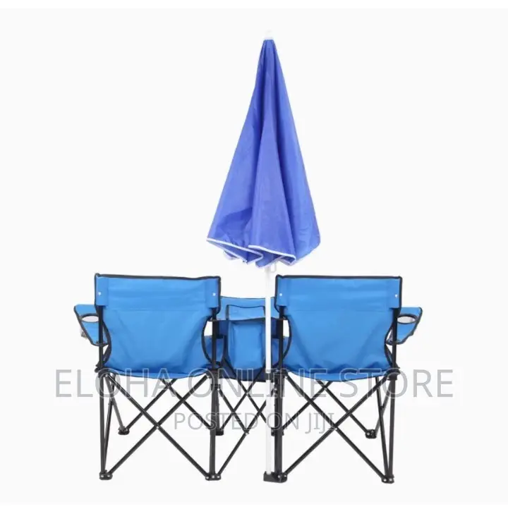 Portable Double Folding Picnic Chair With Umbrella