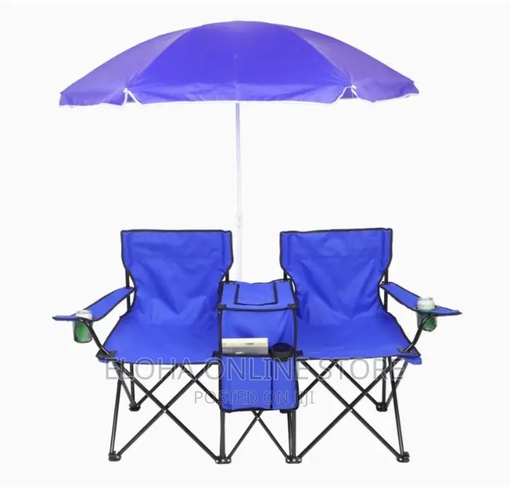 Portable Double Folding Picnic Chair With Umbrella