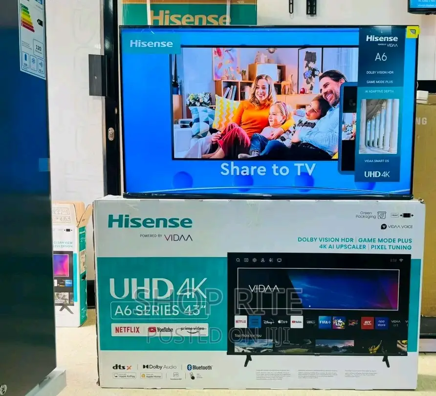 Hisense 43inches Uhd A6qs Smart Vida Led TVS