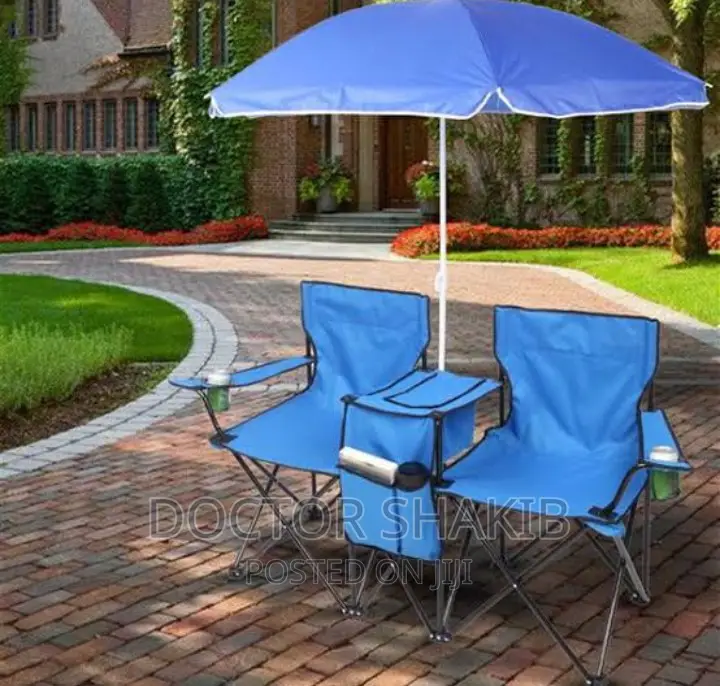 2 Foldable Camping Chairs With Umbrella