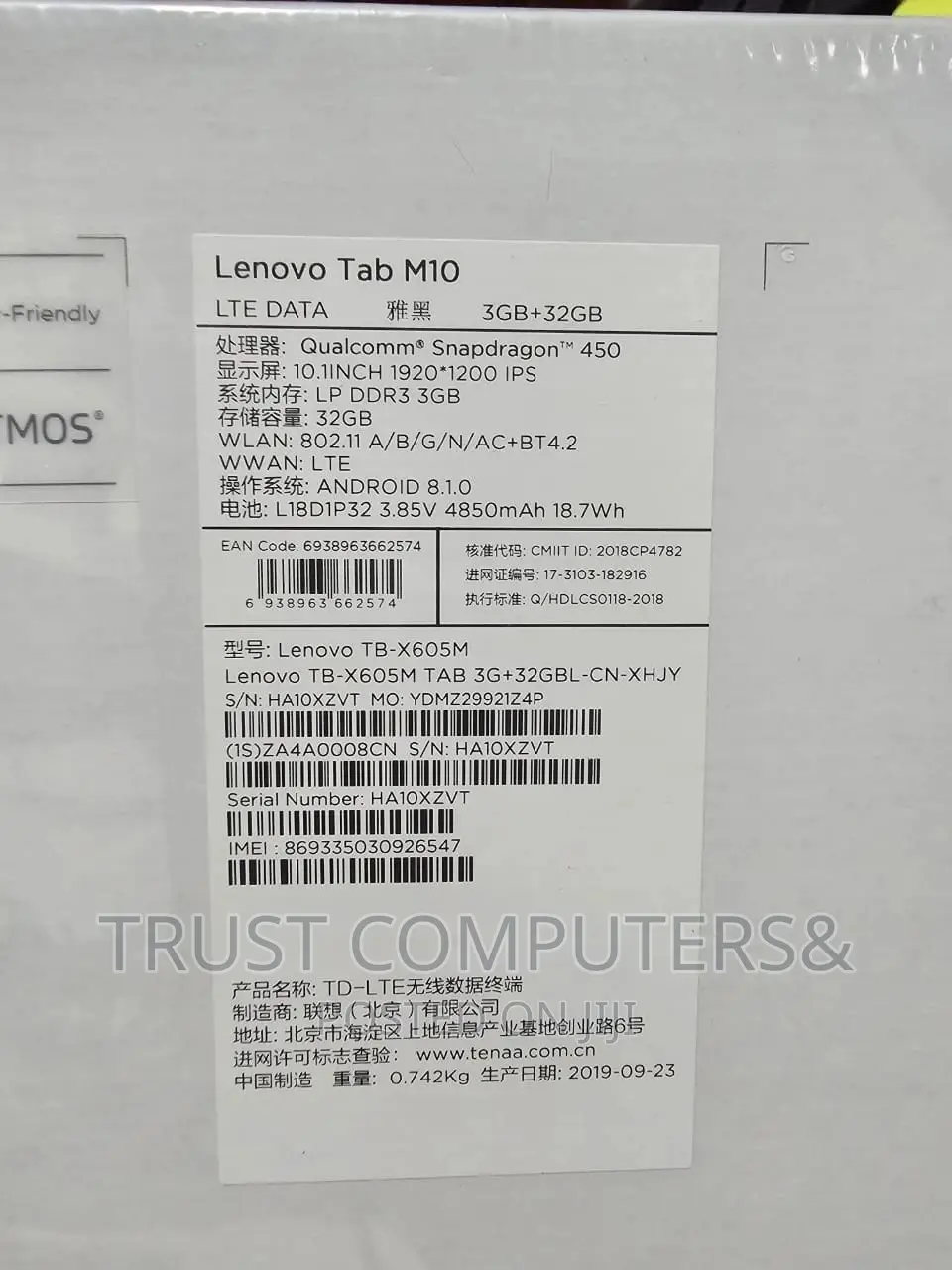 New Lenovo Tab M10 32 GB Black