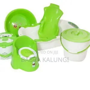 Baby's Bathtub, Basin , Bucket, Basket and Pot Green, White