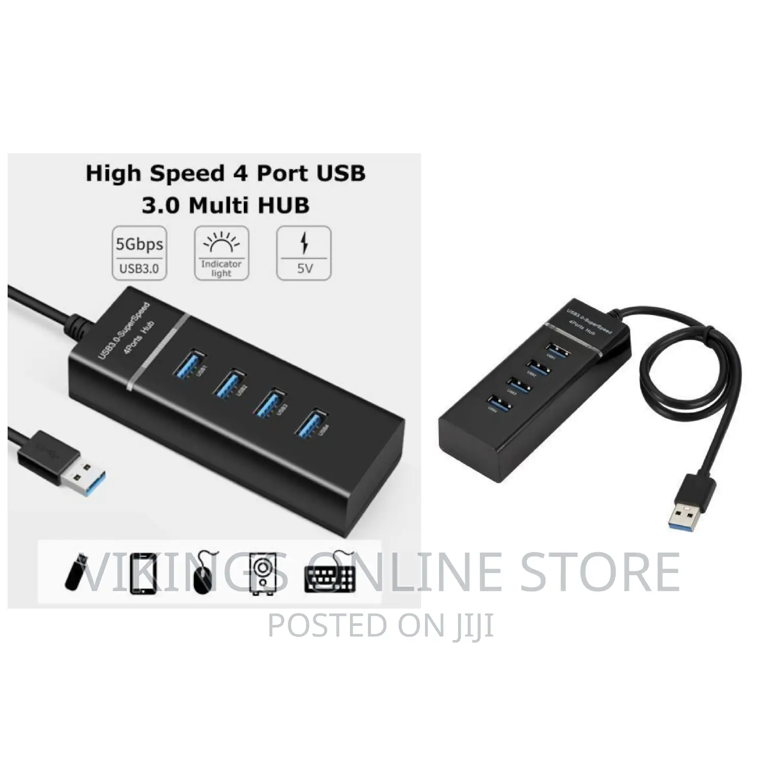 4 Ports USB 3.0 Multi HUB Splitter Expansion USB Black