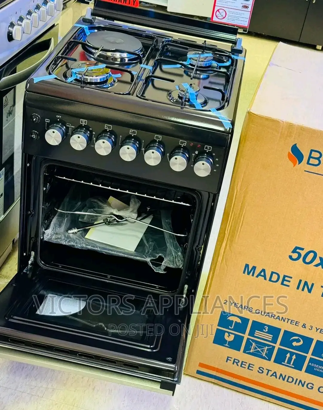 Blueflame Cooker 3gas and 1electric 50x60cm Black