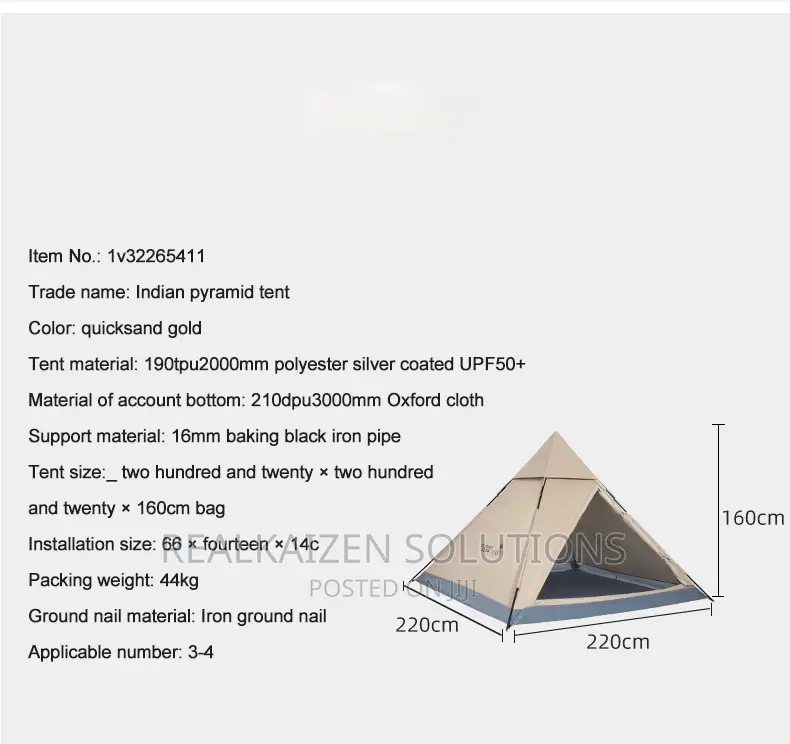 GOLDEN CAMEL 3-4 Person Portable Waterproof Silver Coat Tent
