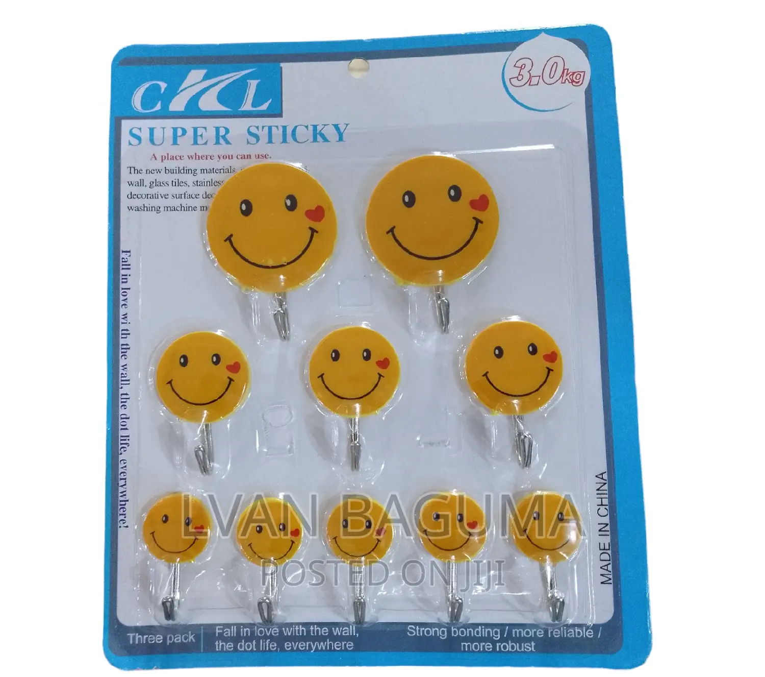 Emojis Wall Adhesive Sticky Hooks - 9 /10 in a Pack