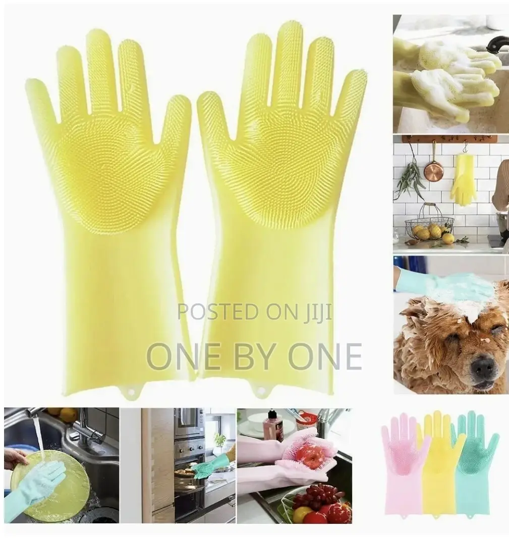 Latex Scrubbing Gloves (Standard Size; Multicolour) -1 Pair