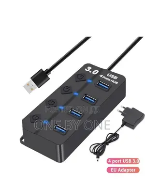 (4 Ports USB 3.0 Hub Port Splitter With Switch Power