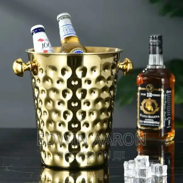 Golden Stainless Steel Ice Bucket Bowl - 5L