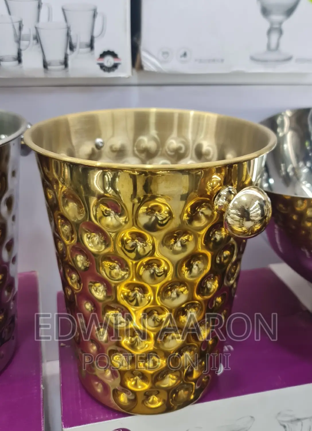 Golden Stainless Steel Ice Bucket Bowl - 5L