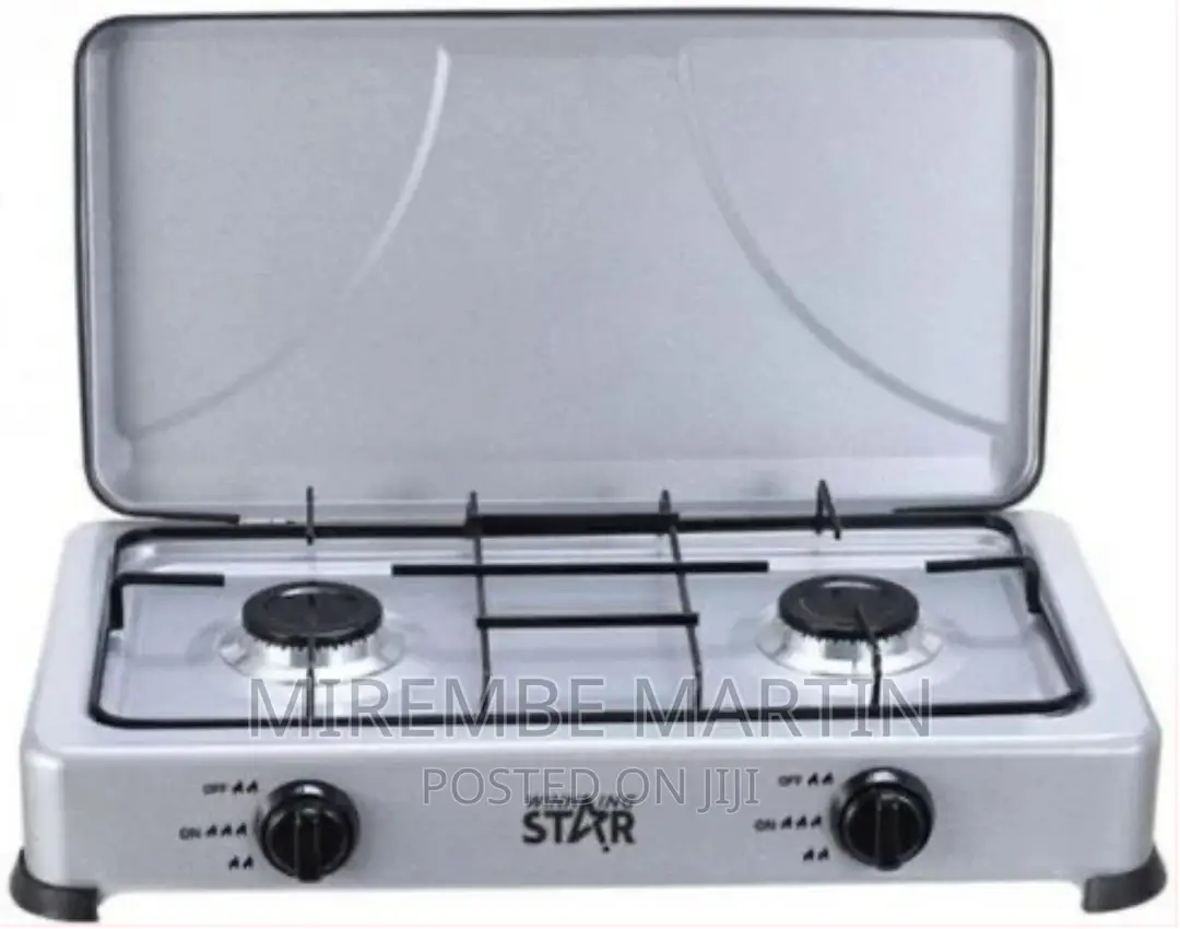 Winning Star 2 Burner Gas Cooking Stove With Lid-Grey
