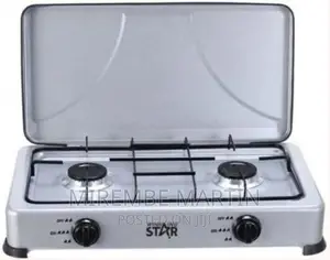Winning Star 2 Burner Gas Cooking Stove With Lid-Grey
