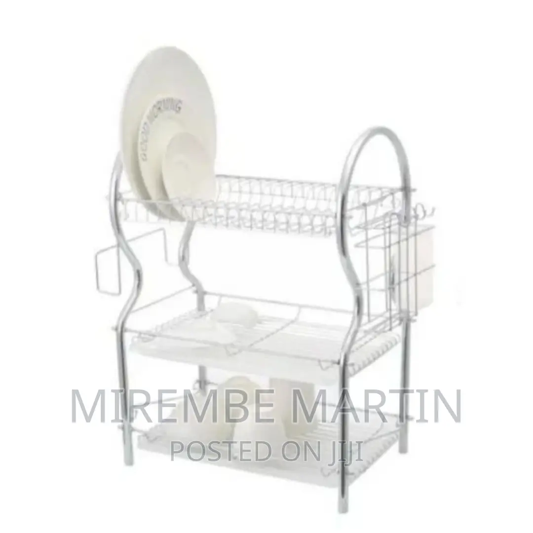 Tier Stainless Steel Dish Draining Rack – Silver