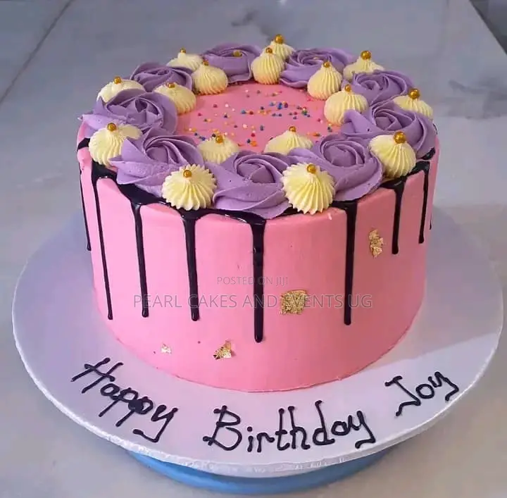 Pinky Birthday Party Cakes Dripped Birthday Gift 333cd