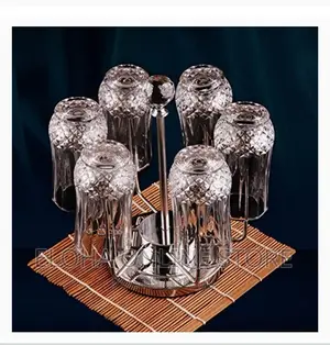 Rotating Stainless Steel Glass Holder Rack