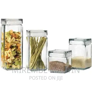 4piece of Transparent Square Acrylic Storage Jars