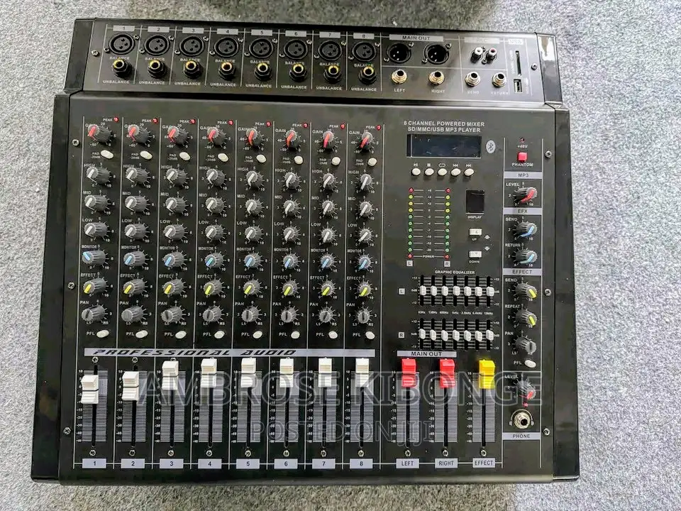 Powered USB 8chan Mixing Console Effects Processor Amp-Mixer