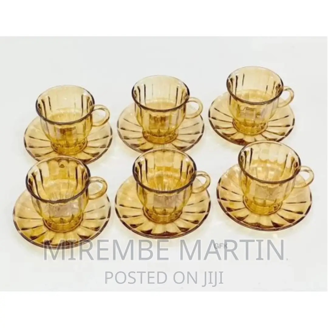 Pieces of Glass Tea Cups and Saucers Sets