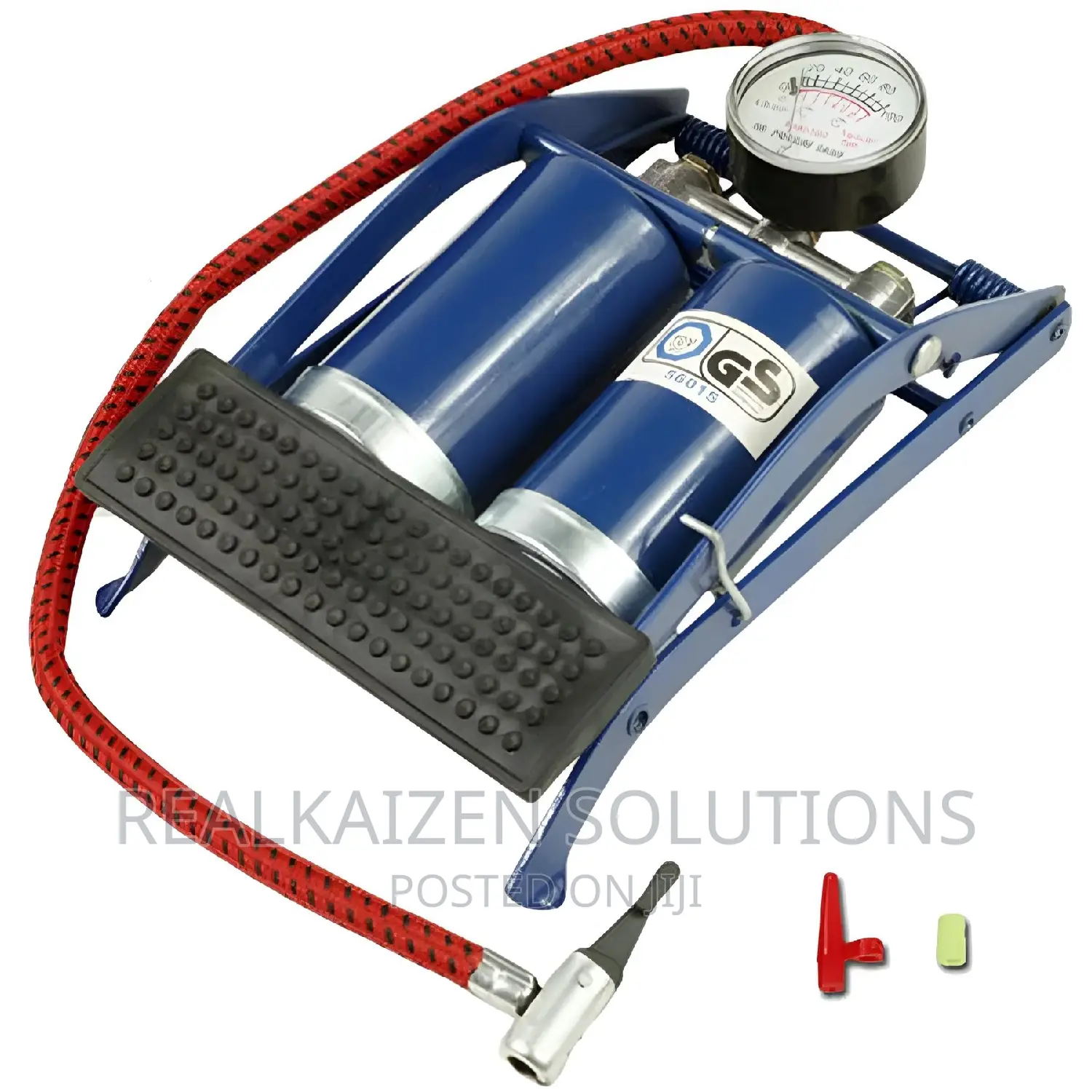 Twin Double Barrel Cylinder Air Inflator Foot Pump
