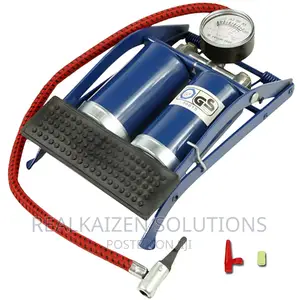 Twin Double Barrel Cylinder Air Inflator Foot Pump