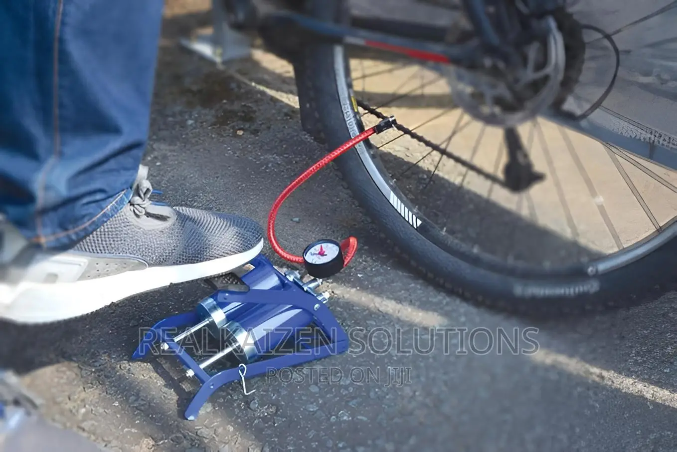 Twin Double Barrel Cylinder Air Inflator Foot Pump