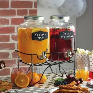 Glass Beverage Drink Twin 2 Dispensers With Stand