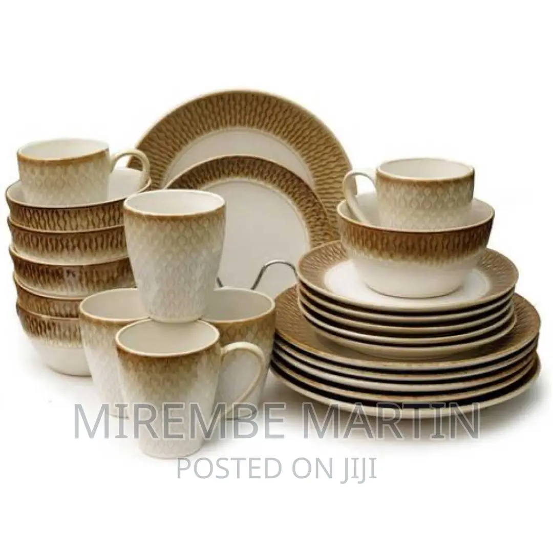 24pcs Mat Design Plates Bowls Cups Sideplate Dinnerware