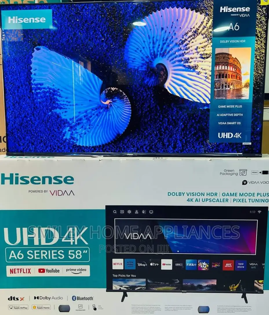 Hisense Ultra-Hd4k 58inches A6 Series Vidaa Smart Tv
