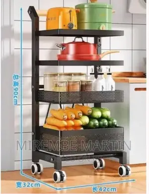 4 Layer Kitchen Storage Trolley Fruit Vegetable Rack