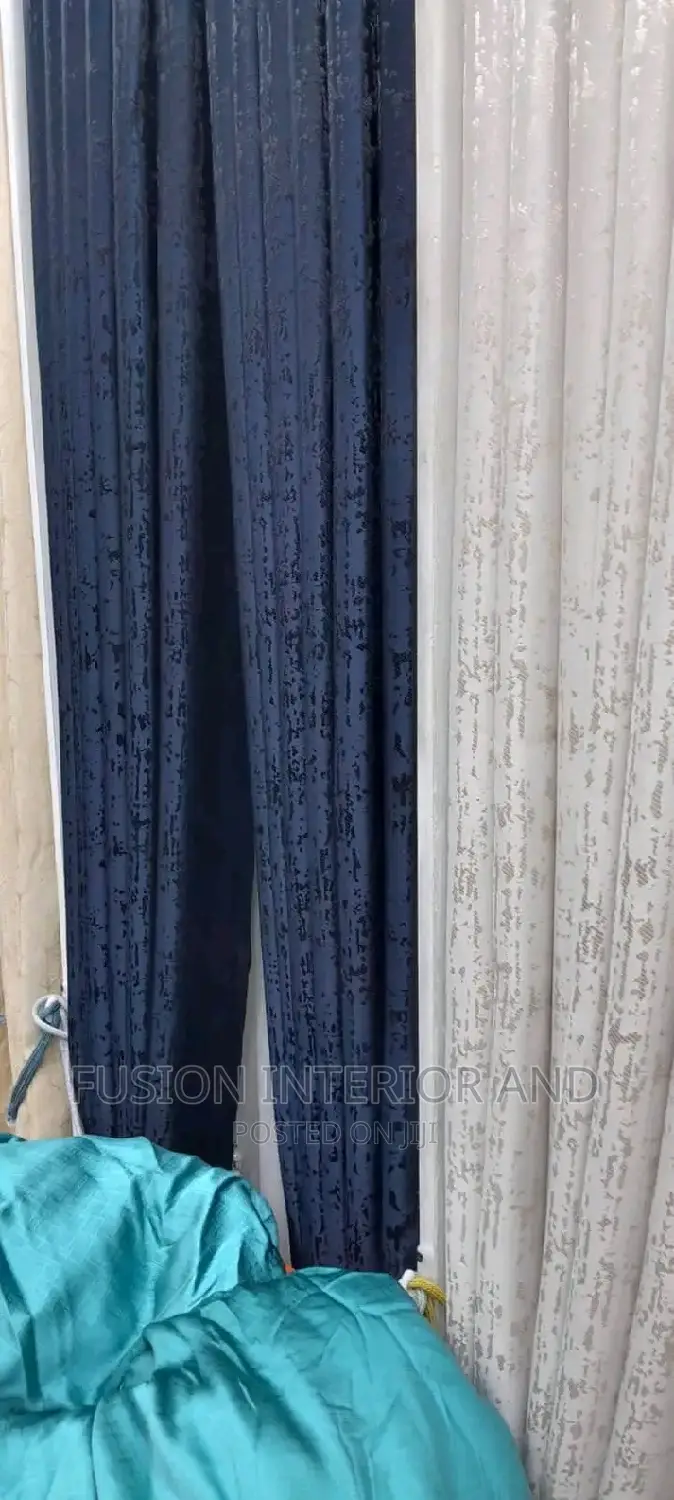 Muzira Navy Blue Plain Curtains