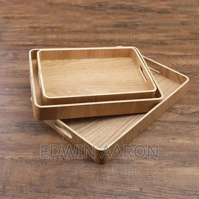 Wooden Square Tray Set 3 Pieces