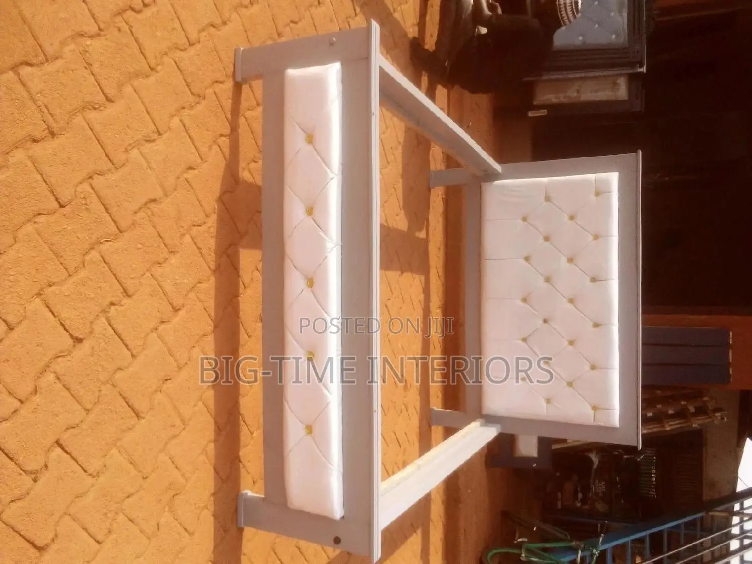 Classy 5by6 White Leather Bed