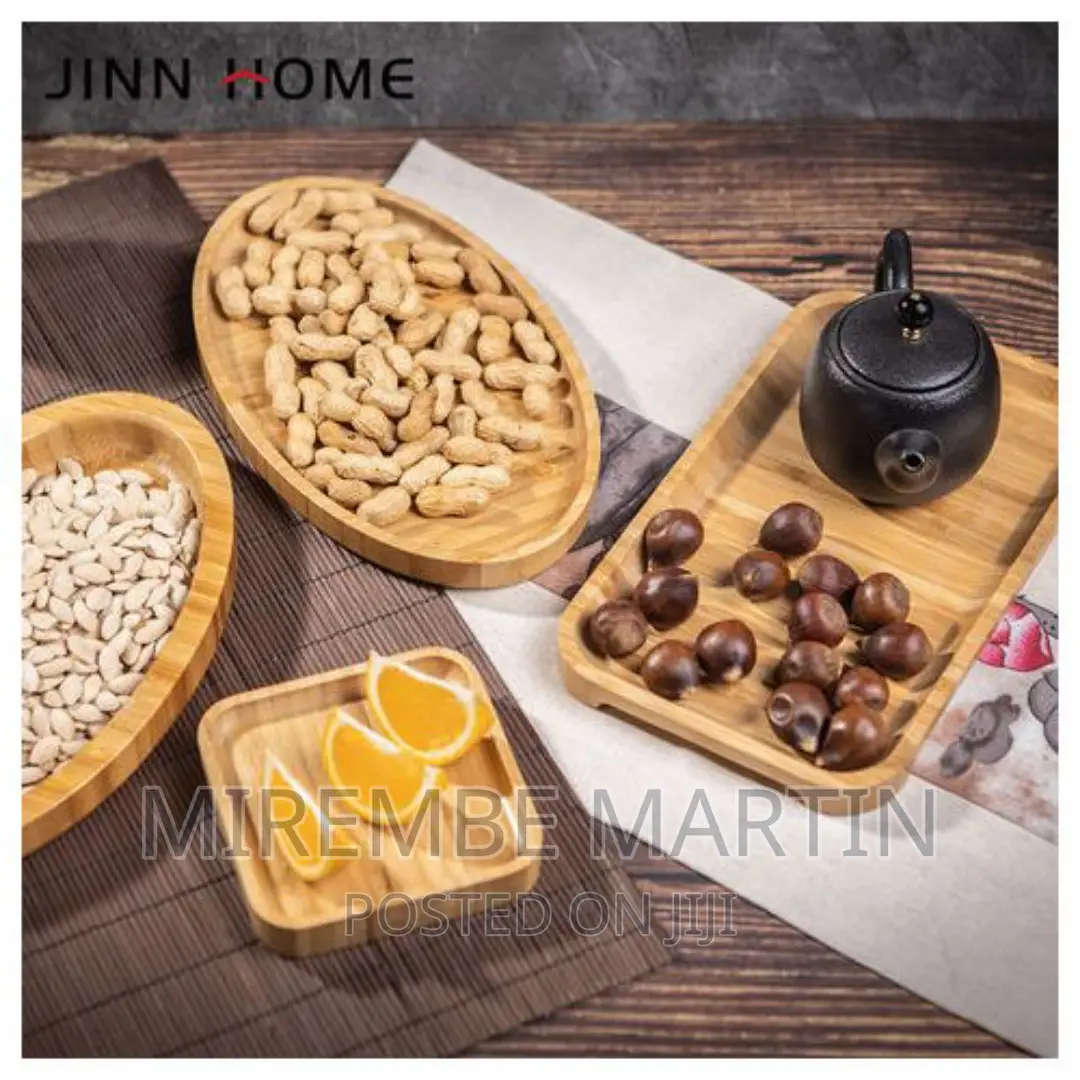 3 Piece Oval Bamboo Wood Tea Food Serving Trays