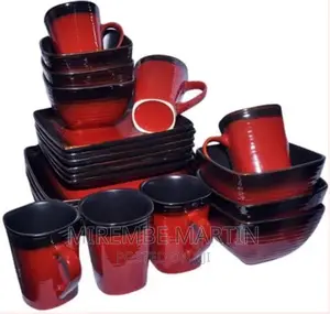 24 Piece Square Plates, Bowls, Cups Dinner Set