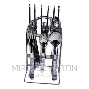 24 Piece Flowered Dinner Cutlery (Forks, Spoons Knives