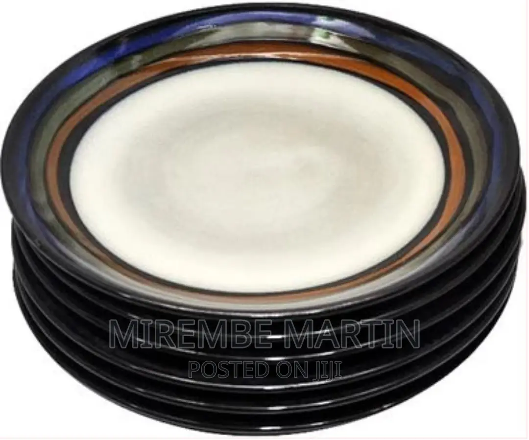 6 Pieces Brown Line Side Plates
