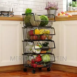 Metallic Pantry Storage Bin Rack Organizer Trolley