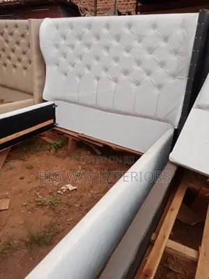5by6 White Leather Dressed Bed