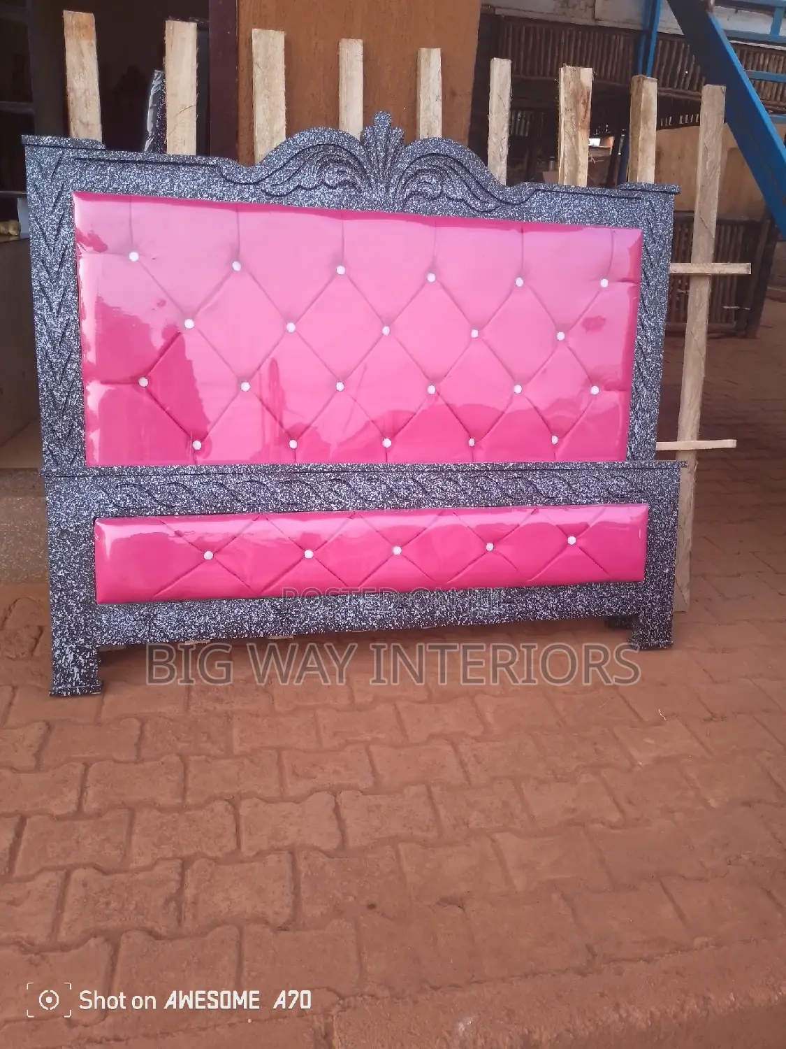 5*6 Leather Bed Pink Color