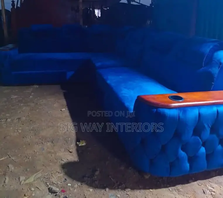 6 Seater Blue L.Sofa Set