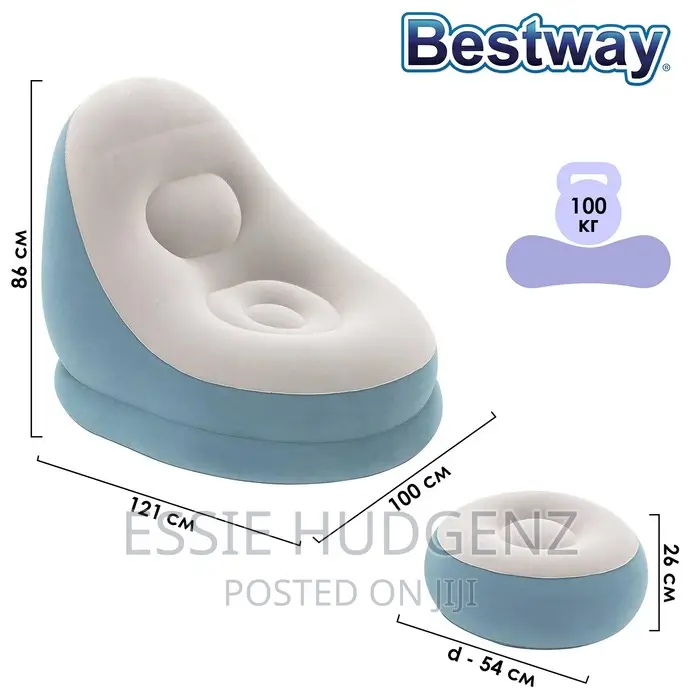 Inflatable Chair With Foot Rest Comes Pump