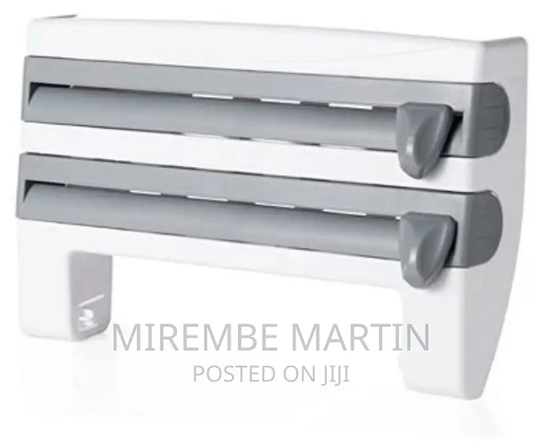 4 in 1 Cling Film, Paper Towel and Foil Storage Rack Cutter,