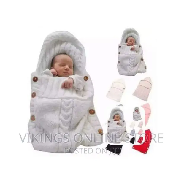 Newborn Baby Wrap Swaddle Blanket Knit Sleeping Bag – Cream in