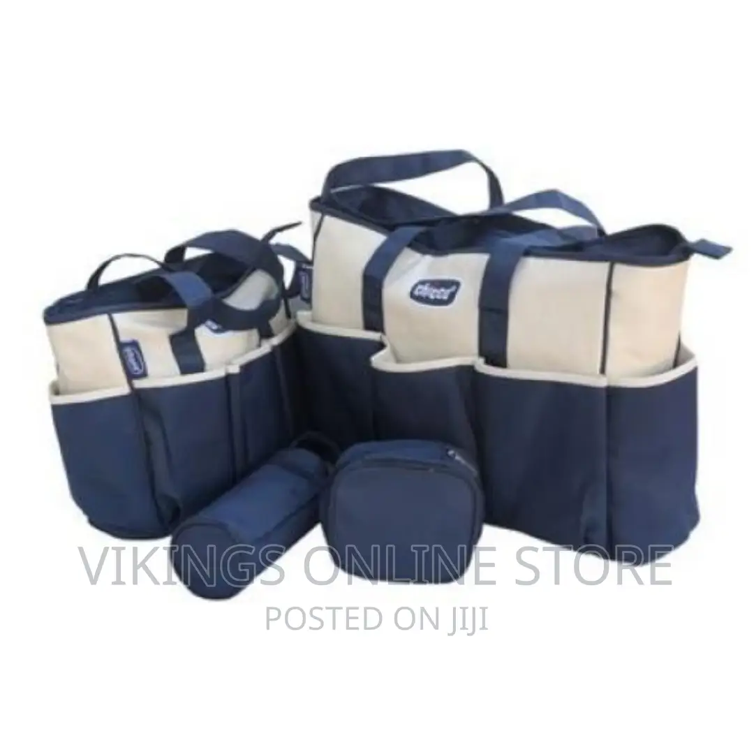 5pcs Baby Multi-Functional Carrier Bag – Cream /Navy Blue