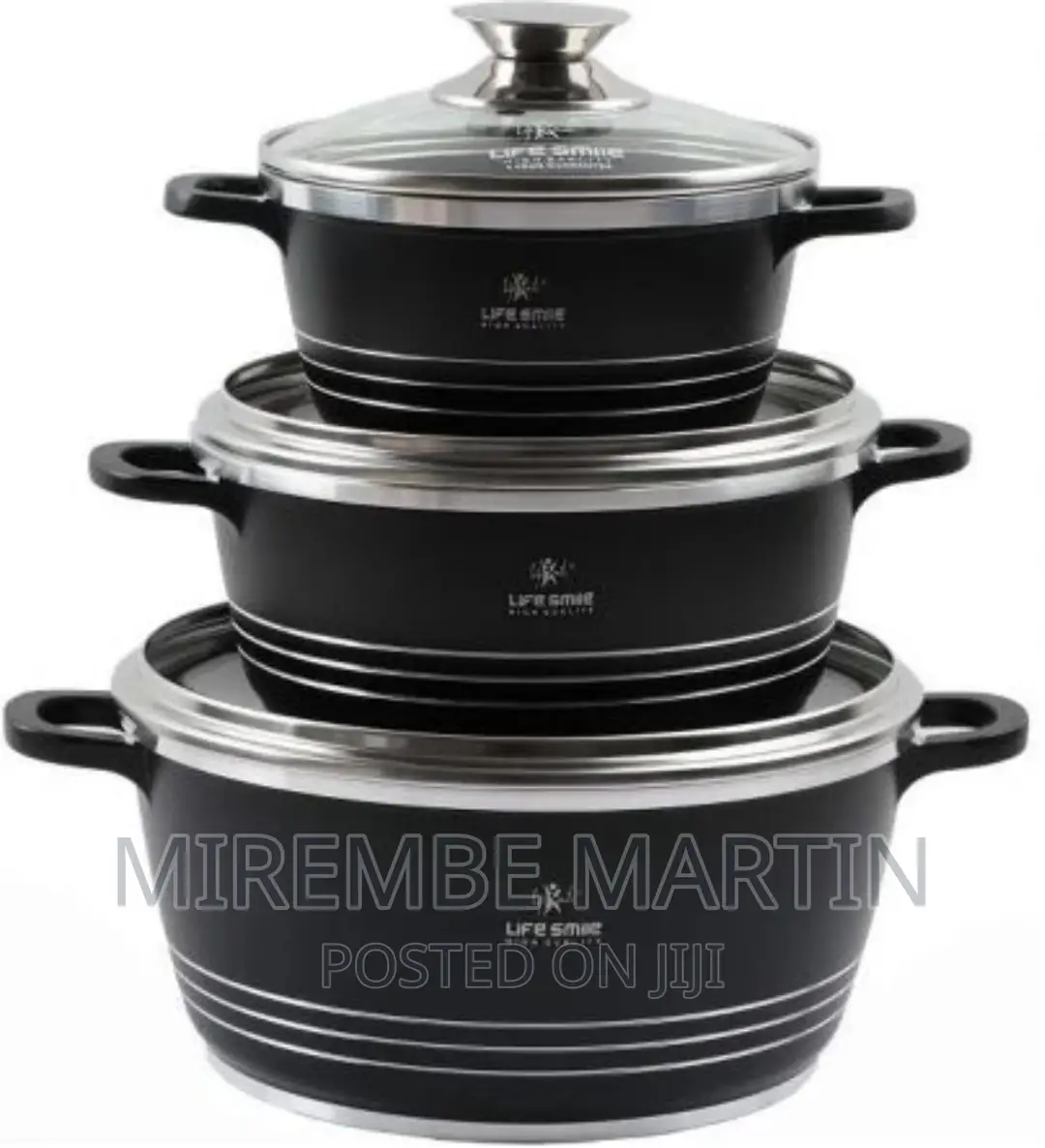 Life Smile 3 Pieces of Non-Stick Serving/Saucepans/Cookware-
