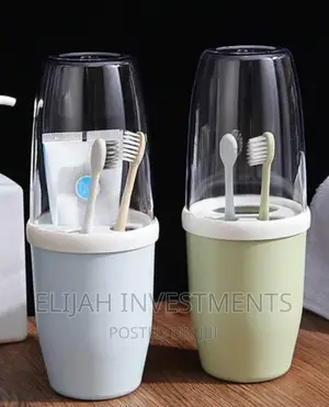 Toothbrush and Toothpaste Holder With Wash Cup and Lid