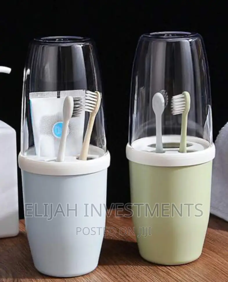 Toothbrush and Toothpaste Holder With Wash Cup and Lid