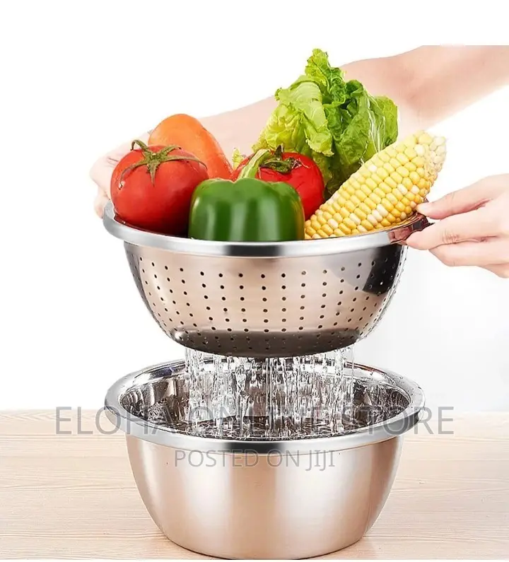 30cm Stainless Steel Rice, Vegetable Washing Colander
