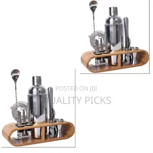 Wooden Stand Cocktail Shaker Bottle Set